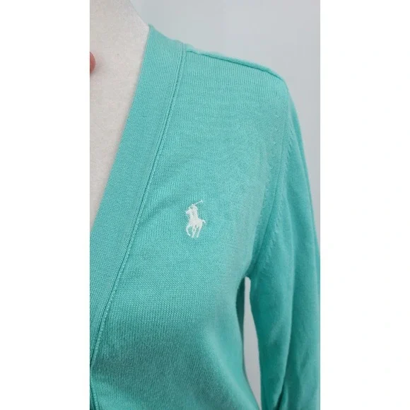 Ralph Lauren Sport Women Preppy Cardigan Large Old Money Tortoiseshell Button - Picture 2 of 13